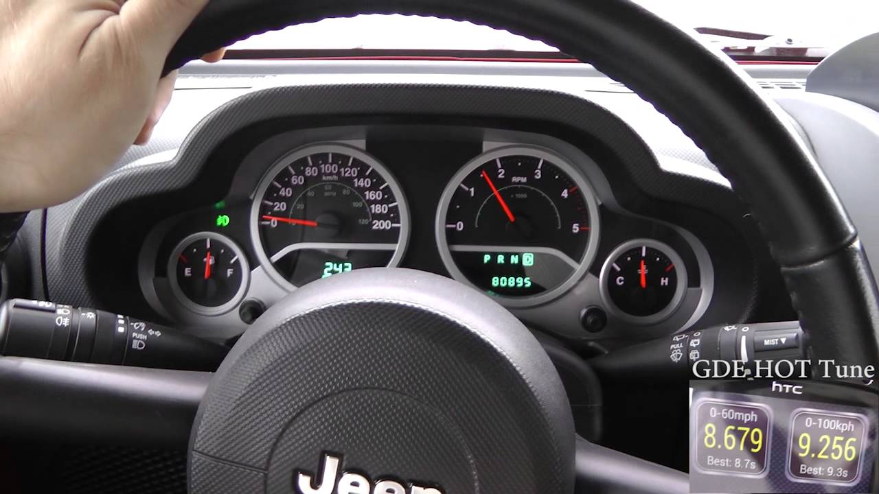Jeep jk  CRD Stock, GDE Eco and Hot tune 0-60mph 0-100kph - YouTube