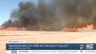 Large mulch fire burns near Loop 202 in Southeast Valley