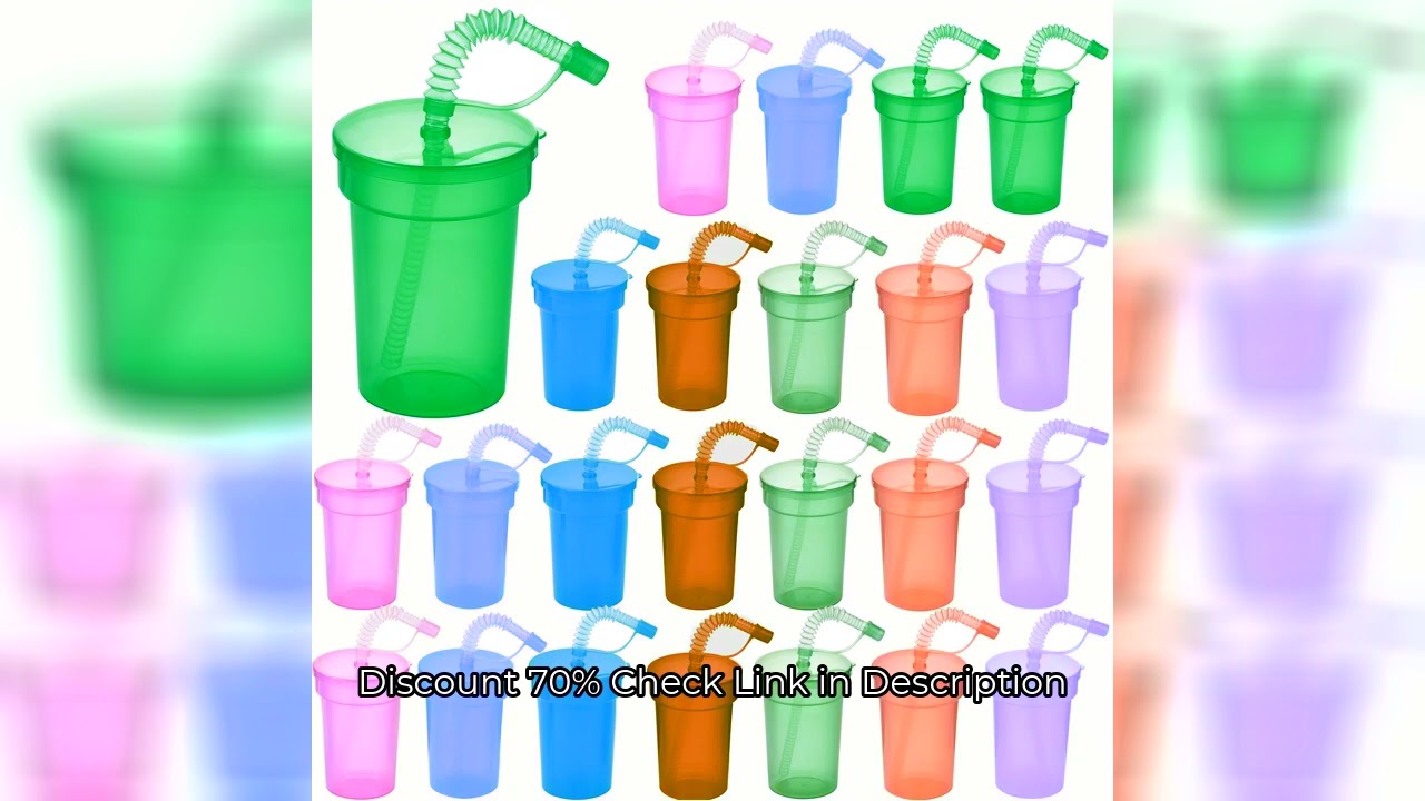 Neon Sipper Cups - Colorful, Spill-Proof Cups with Lids and Straws - Ideal for School Events, Themed