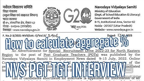 How to calculate aggregate % in NVS PGT TGT INTERVIEW