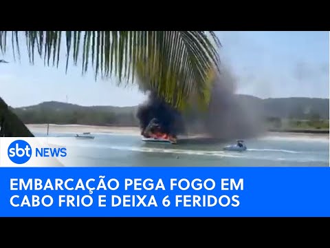 Video seis-pessoas-ficam-feridas-apos-lancha-pegar-fogo-em-praia-do-rio-de-janeiro