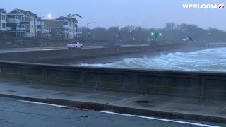 VIDEO NOW: Waves crash against Narragansett sea wall