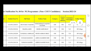 (Non CUET) PG Selection List No.4.Released ✔️ Cluster University Srinagar