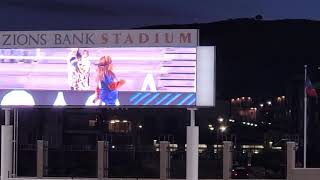 Zions Bank Stadium SSFC Player on Jumb Tron.