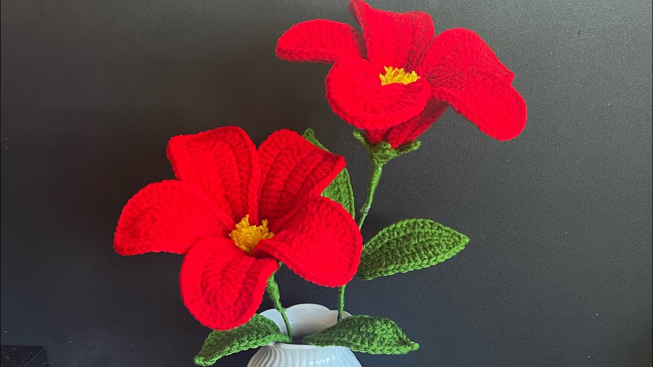 Beautiful step-by-step hibiscus flower 🌺 🥰🧶 - YouTube
