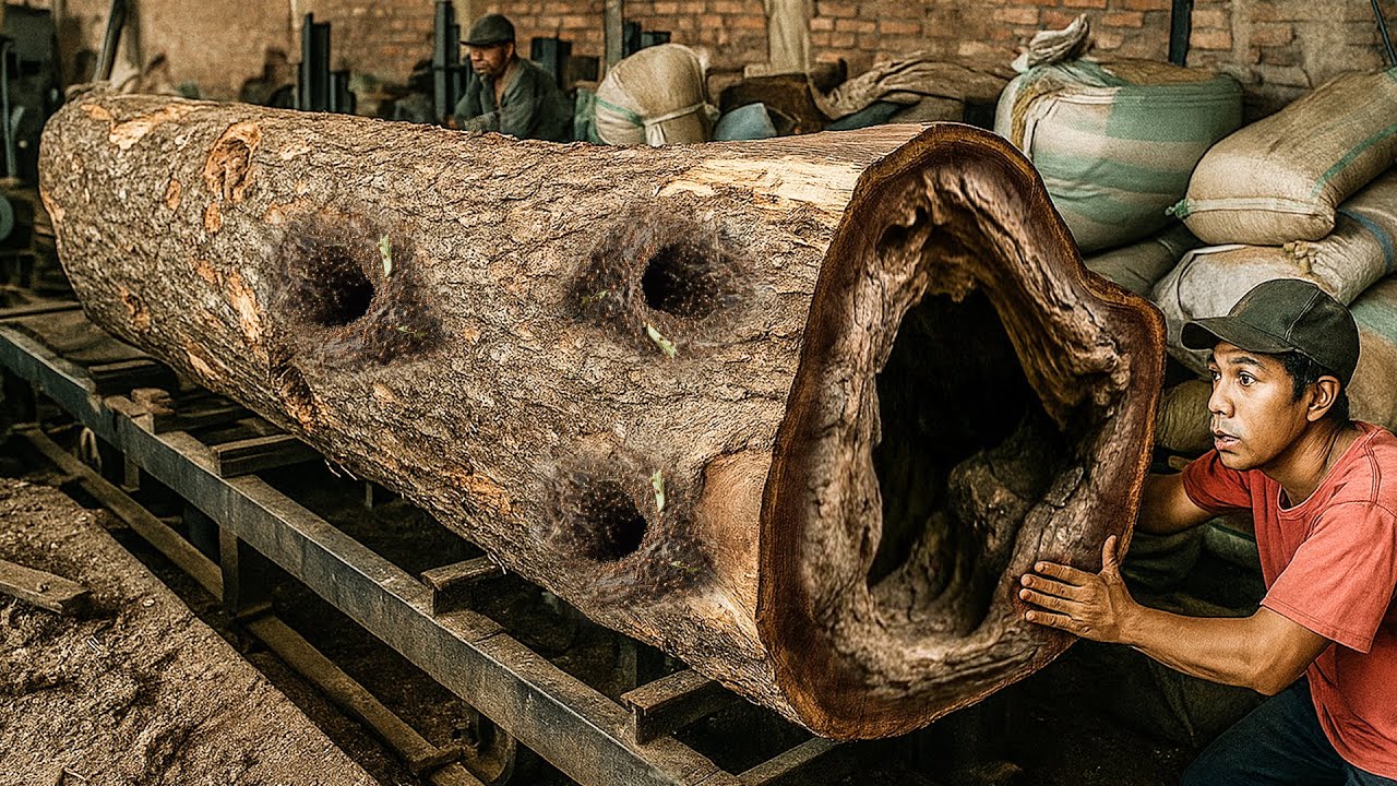 Sawmills in Action ‼ Witness the Incredible Grain of Trembesi Wood ...