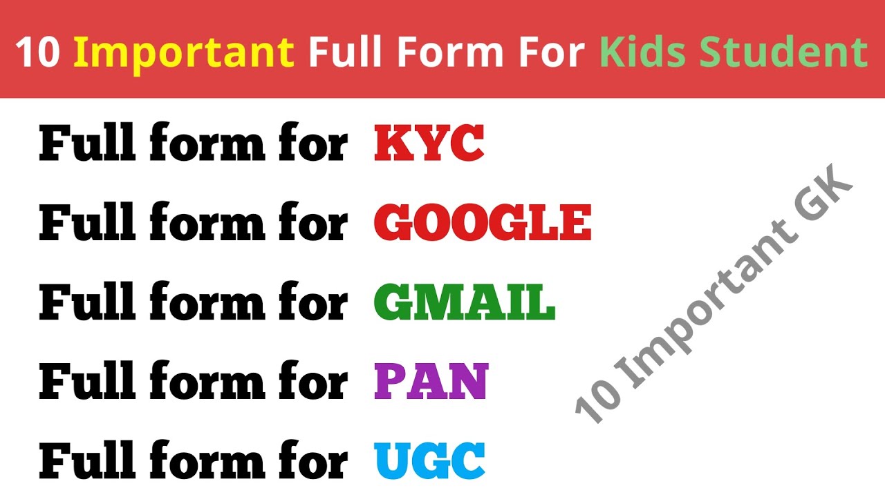 10 Most Important GK Full Forms Full Form General Knowledge Full Form GK For All Students 