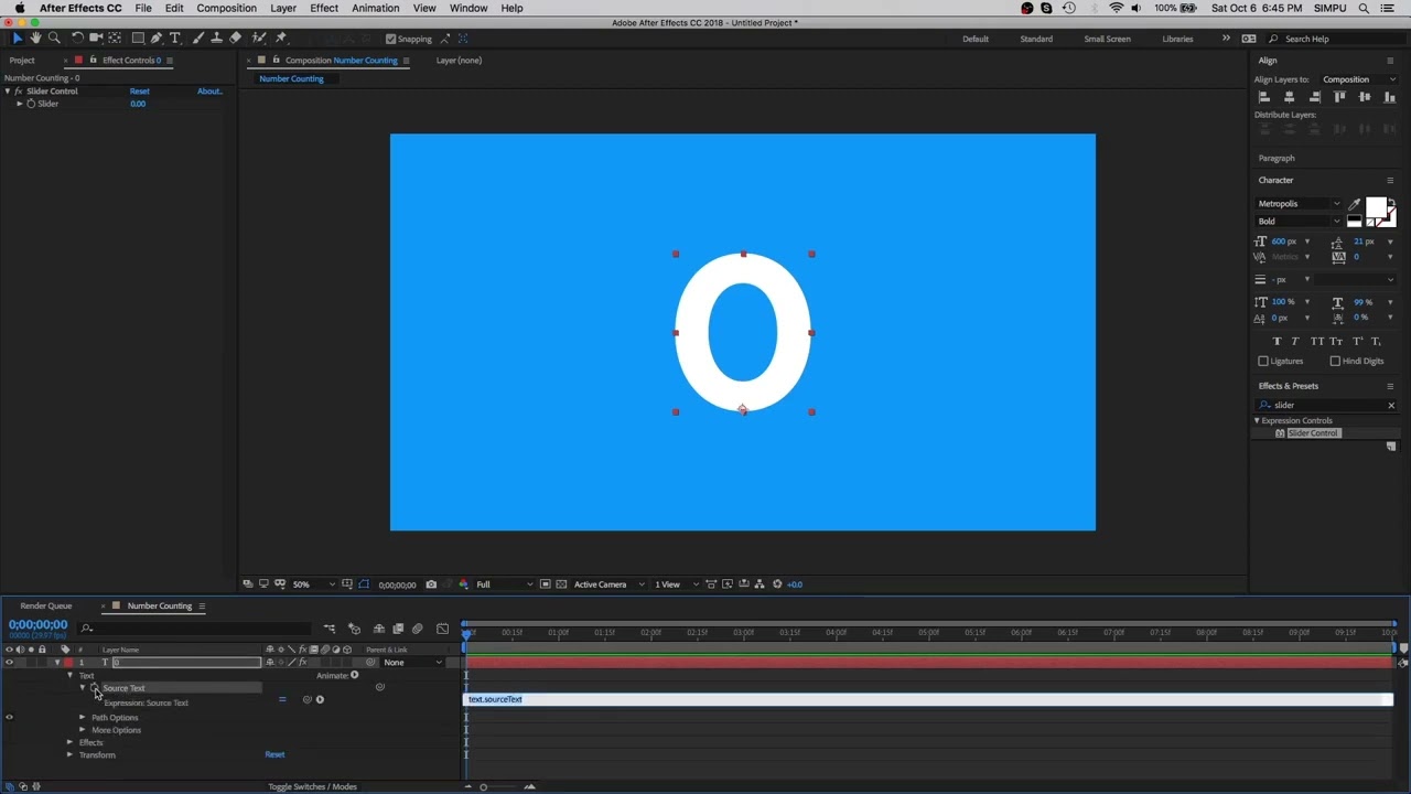 Number Counting Text Animation Tutorial in After Effects | vfxduniya