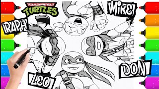 Drawing and coloring TMNT ninja turtles team work | super heroes coloring pages 11
