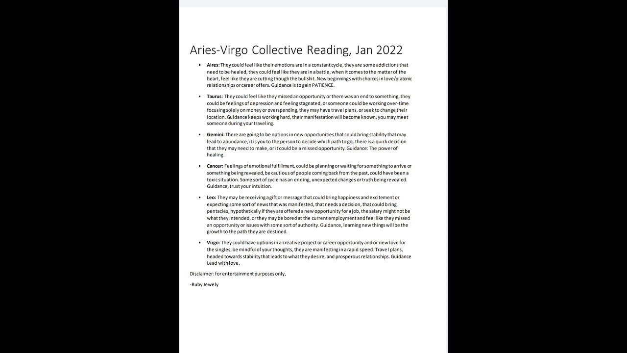♈ Aries-Virgo♍ Collective Reading January 2022. 🧿💫🔮