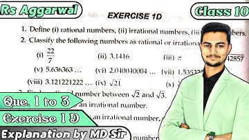 Class 10 Ex 1D Q1 Q2 Q3 Real Numbers | Rs Aggarwal | Chapter 1 | 2023 | CBSE | ICSE | Md Sir 10