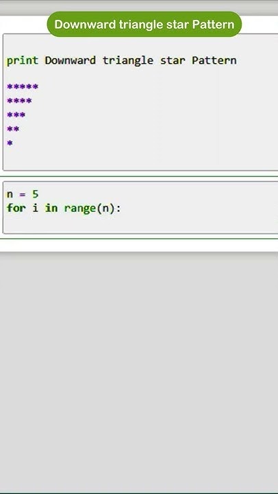Downward triangle star Pattern in Python * Pattern Program in Python ...