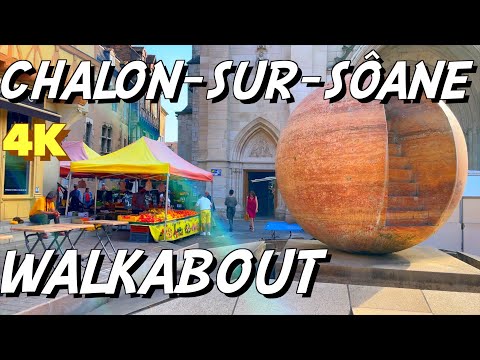 4K Walking Tour: Chalon-sur-Saône, Bourgogne-Franche-Comté, France. Le Boat tour of Burgundy.