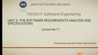 [15CS51T]-UNIT 2- Software requirements analysis lect 11