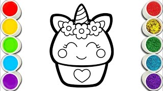 Kawaii Unicorn Cupcake 🧁 Easy and Beautiful drawing easy with colours