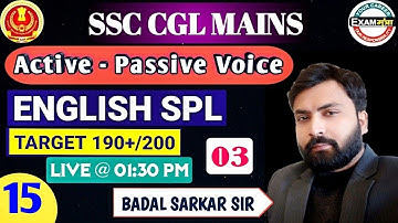 Active -  Passive Voices / Questions with Concepts/ SSC CGL Mains/ TARGET 190+