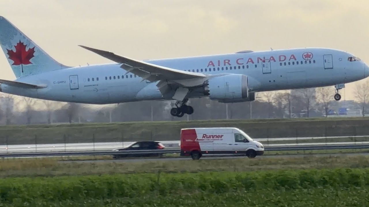 BOEING 787 AIR CANADA FROM TORONTO TO AMSTERDAM LANDING SCHIPHOL AIRPORT PLANE SPOTTING CGHPU AC808