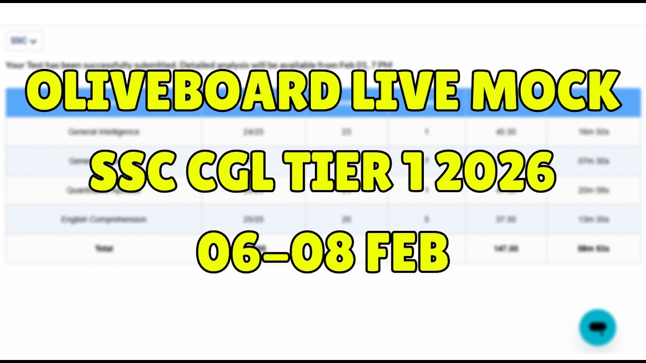 SSC CGL Oliveboard Live Mock Test 06 - 08 Feb - YouTube