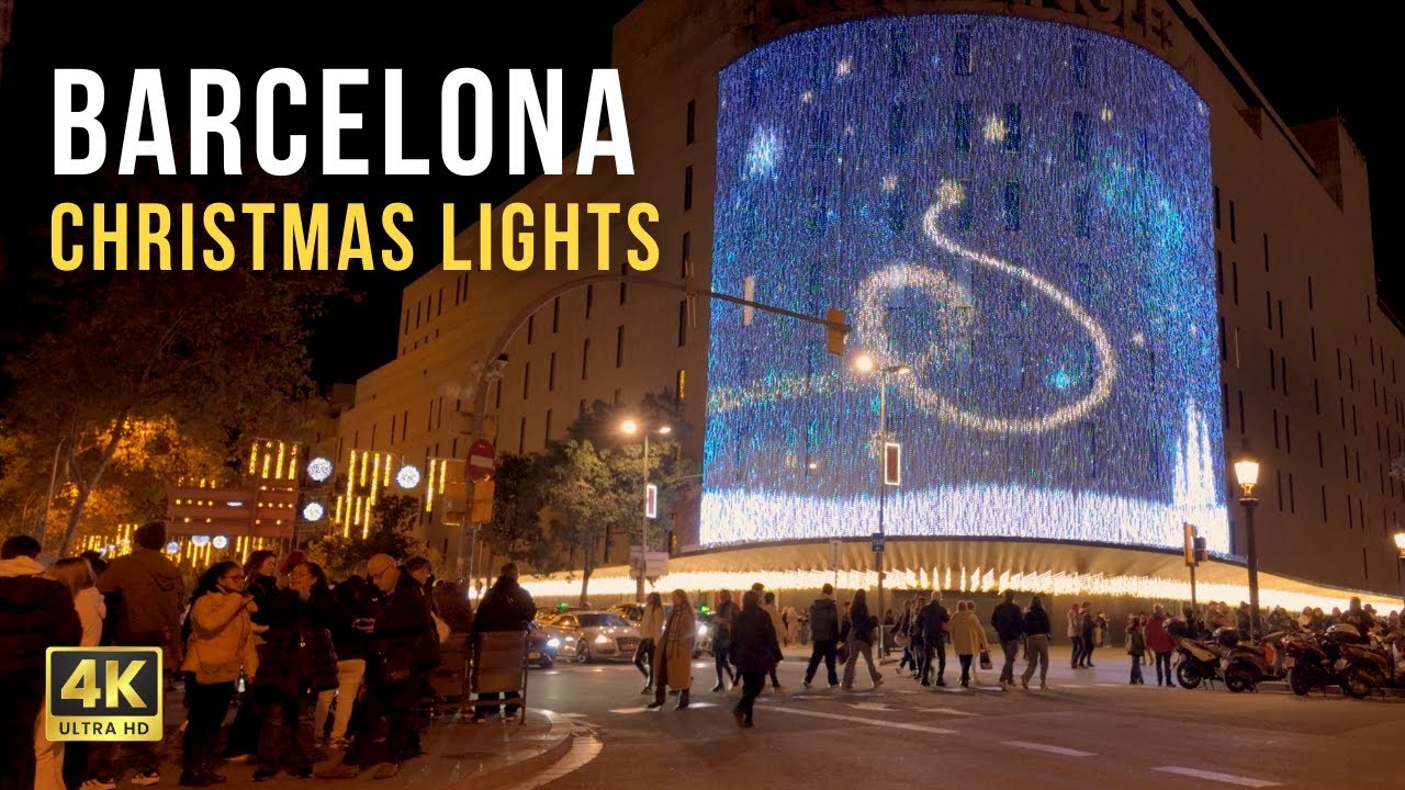 Рождественские огни Барселоны Прогулка 🎄 4K Тур пешком