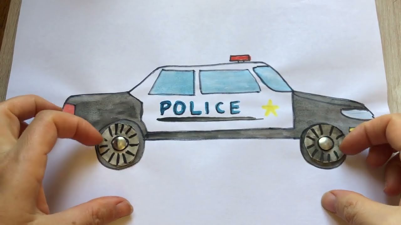 How to Draw a Police Car. The Wheels on Police Car Song