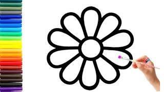 How to draw cute and easy Flower | Easy Drawing, Painting and Coloring for Kids & Toddlers