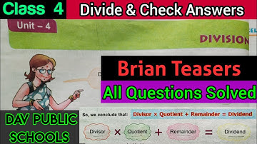 DAV class 4 maths Unit 4 Division Brain Teasers - All Questions Solved