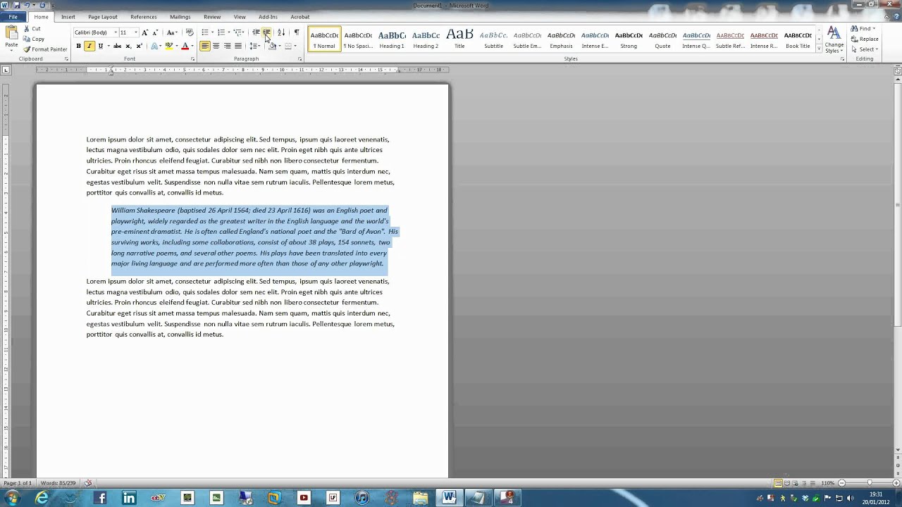 How to Double Indent in a Microsoft Word document