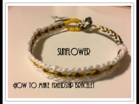 How to make friendship bracelet. 〜sunflower、flower、tiny〜お花模様、向日葵 - YouTube