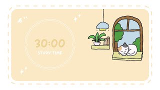 Study with Mochi 🌿 2-Hour Focus, 30/5 Pomodoro Study timer | Cozy Lofi Music ✨