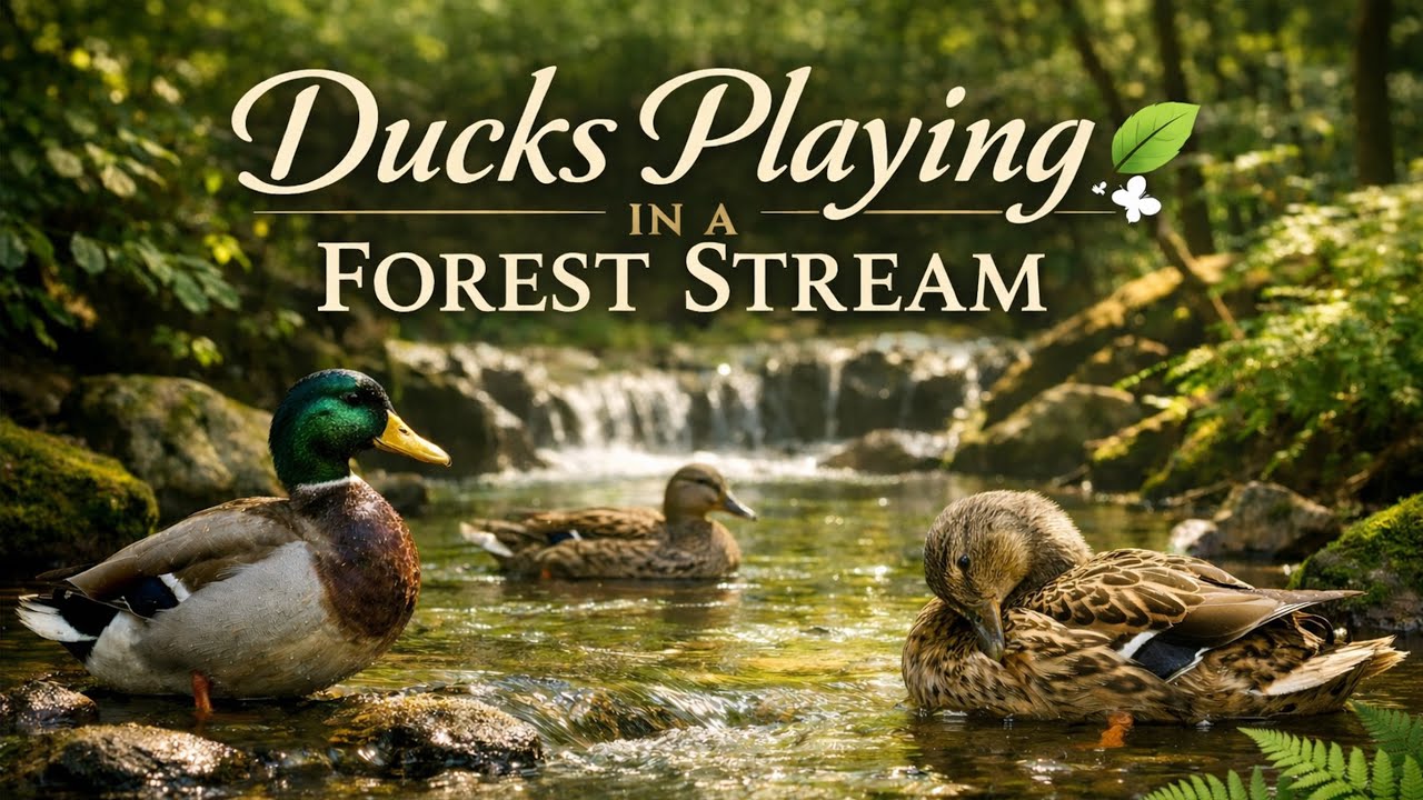 Ducks Playing in a Forest Stream 🌿 Calm Music | Peaceful Wildlife Views