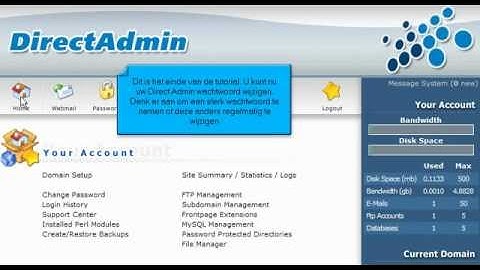 Wachtwoord wijzigen in DirectAdmin