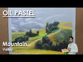 Mountain Valley - Realistic Mountain Landscape Drawing in Oil Pastel