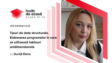 Informatica; cl. IX, "Elaborarea programelor în care se utilizează tablouri unidimensionale"