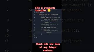 check Odd and Even number using java language 👍.#coding #java #program