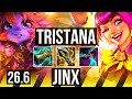 TRISTANA &amp; Yuumi vs JINX &amp; Sona (ADC) | Good KDA: 26/1/1 | NA Master | 26.6