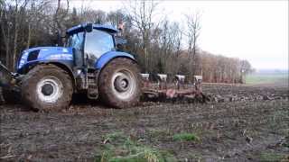 Labour d'hiver: New Holland T7.210 et charrue Naud 4 fers [HD].