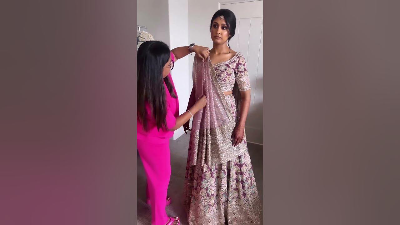 Traditional dupatta draping for a bride Dolly Jain dupatta draping