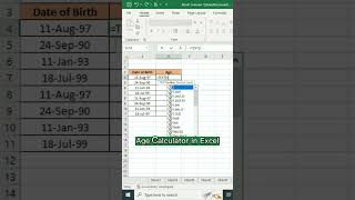 calculate age in excel ✅ #shorts #excel