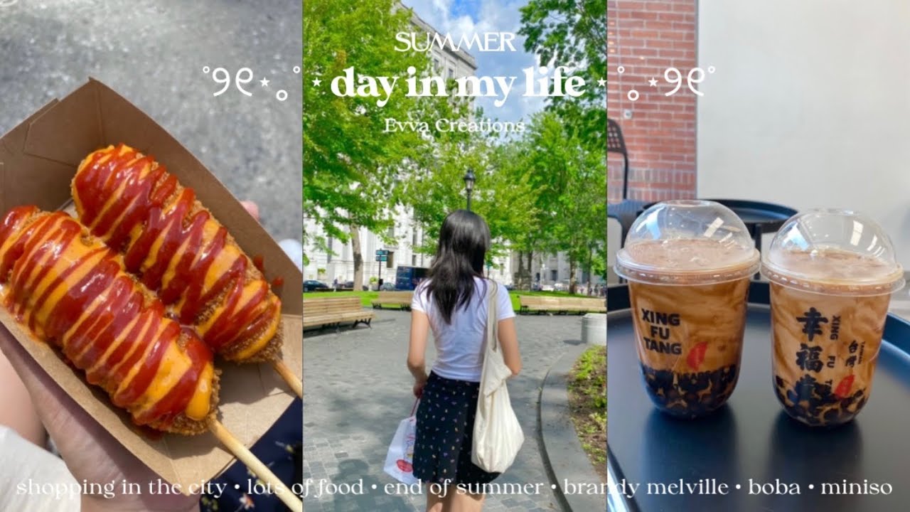 day in my life shopping in the city, korean corndog, brandy melville