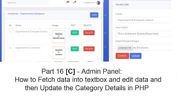 Part 16 [C]-Admin Panel: How to Edit and Update Dept Category (Edit and Update from Database) in PHP
