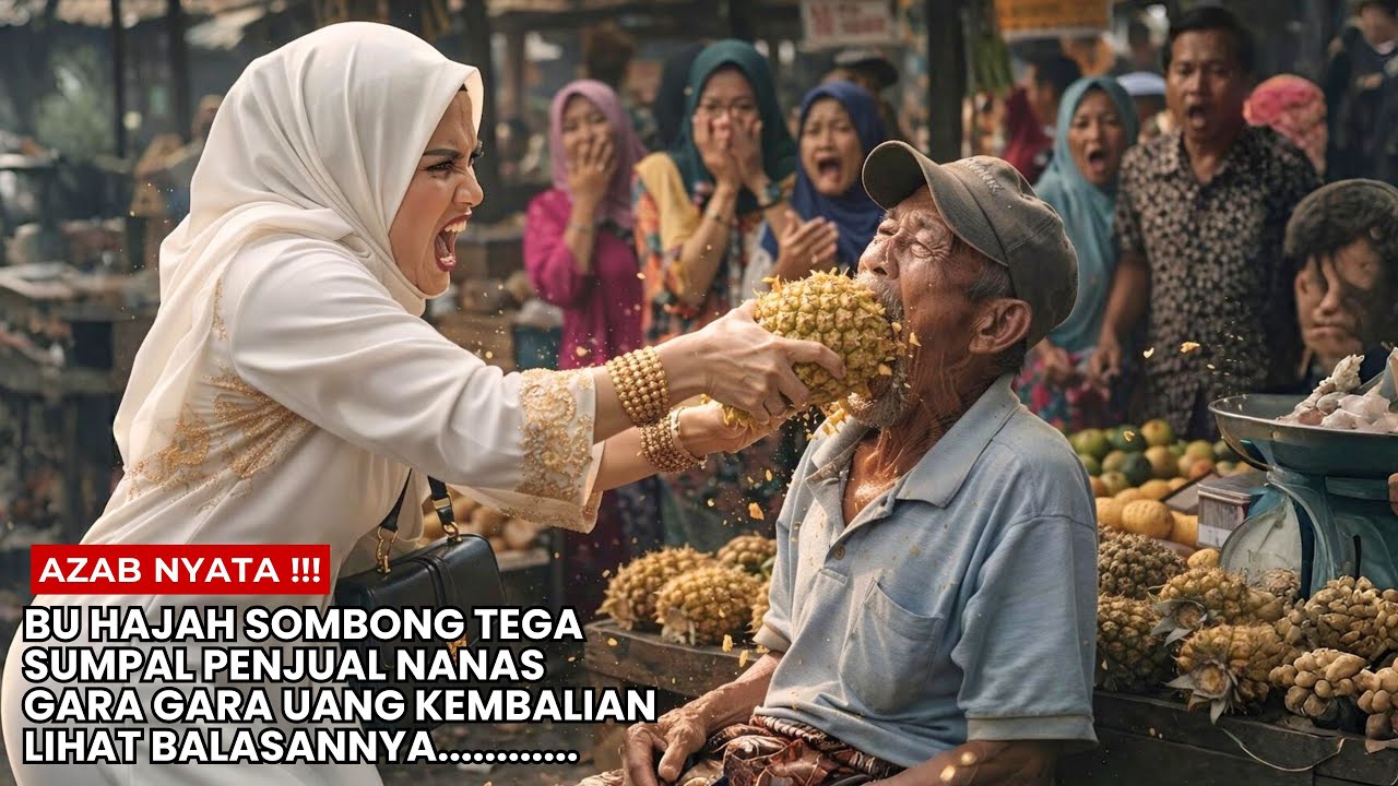 Bu Hajah Sombong dan Angkuh: Tega Menyumpal  Pedagang Nanas Hanya Karena Uang Kembaliannya Kurang ..