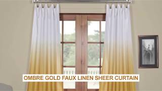 Ombre Gold Faux Linen Sheer Curtain
