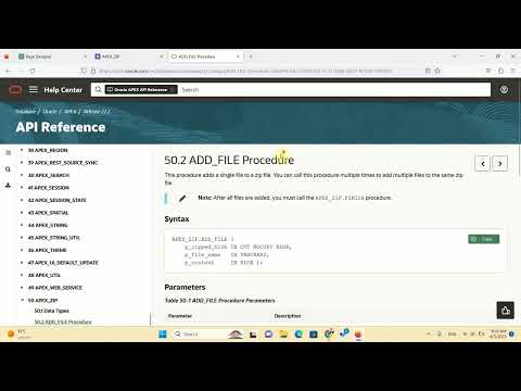 Oracle APEX API (APEX_ZIP) : ADD_FILE Procedure & FINISH Procedure
