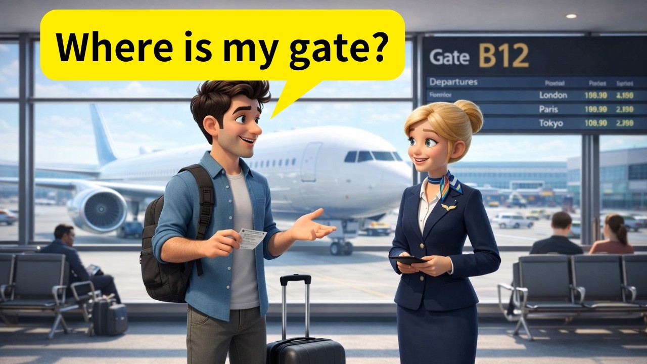 At the Airport ✈️ | Slow English Conversation for Beginners