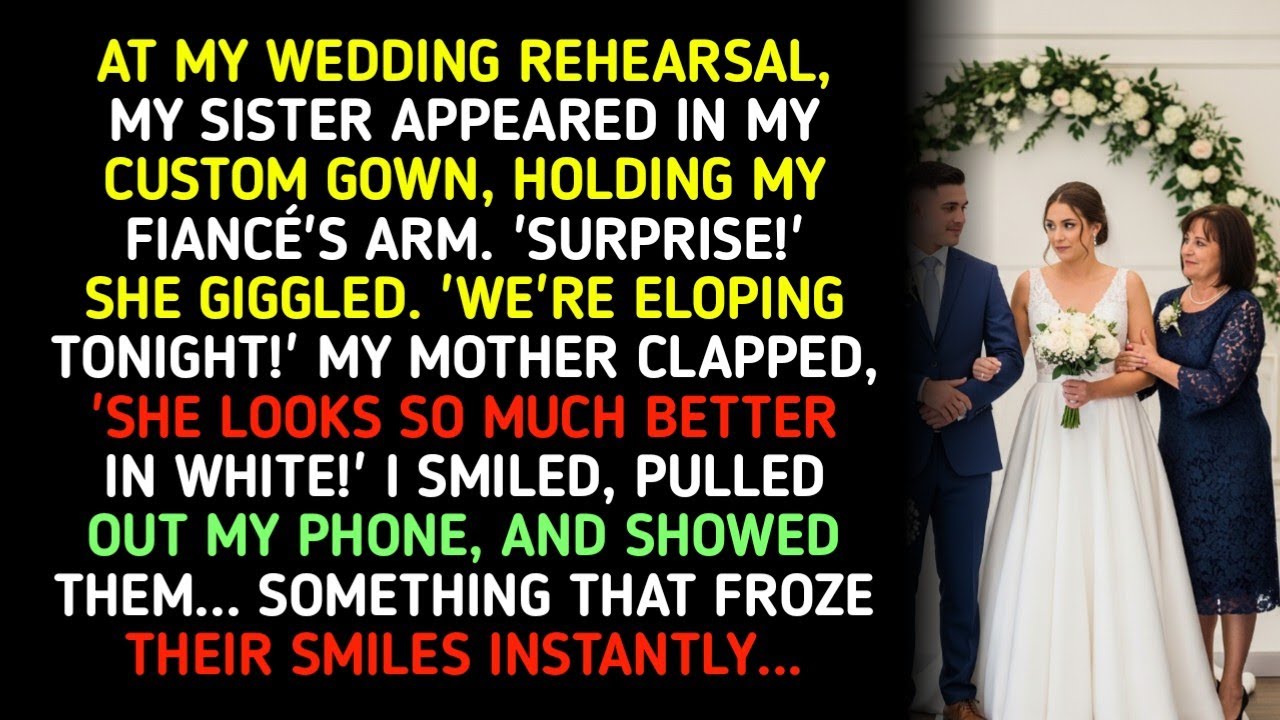 AT MY WEDDING REHEARSAL, MY SISTER APPEARED IN MY CUSTOM GOWN, HOLDING MY FIANCÉ'S ARM. 'SURPRISE!'