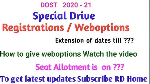 DOST 2020 Special Drive/Phase Registrations weboptions last date extended