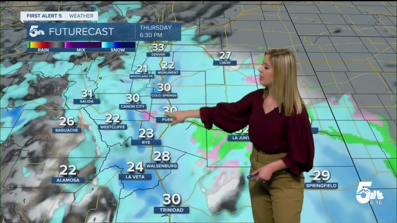 Snow showers move in Thursday to southern Colorado - YouTube