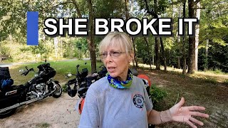 She said “STOP” and you won’t believe why! | Motorcycle camping