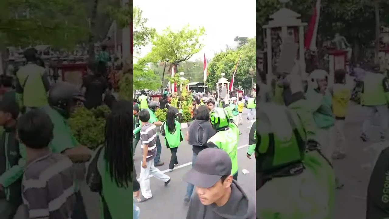 Demo ojol di markas brimob solo . manahan
