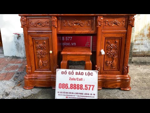 Video BÀN TRANG ĐIỂM ĐẸP GỖ HƯƠNG - đục tay sắc nét | Đồ Gỗ... - youtube